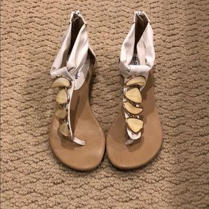 White Sandals with gold and white stones